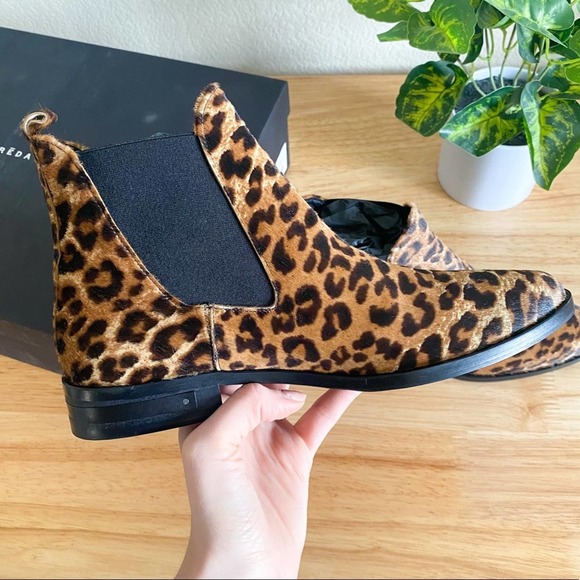 Freda Salvador Shoes - Freda Salvador Sleek Cheetah Chelsea Booties Leather Trim Genuine Calf Hair NWT